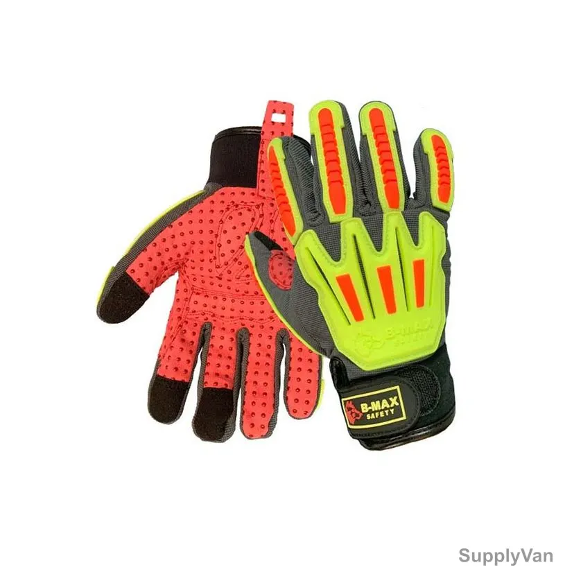 B-Max Cut Level 5 Dotted Palm Safety Gloves, BM2008-A, M, Red/Black — image 1