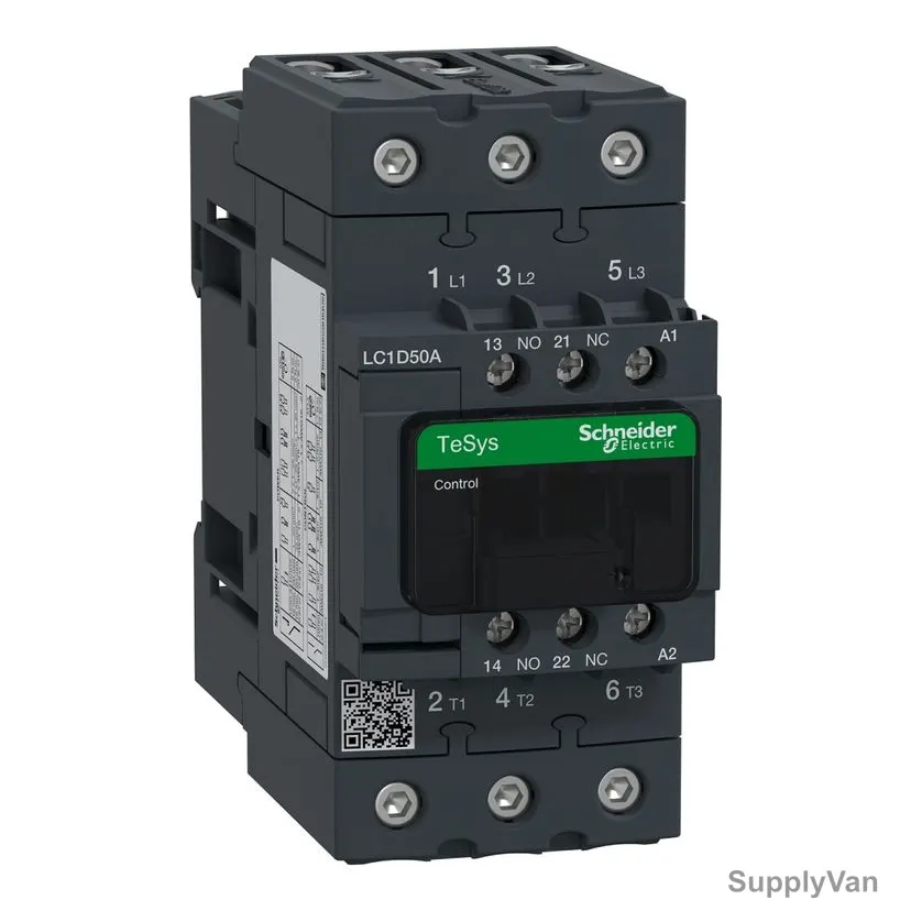 Schneider Electric Contactor, LC1D50AF7, TeSys Deca Series, 110-440VAC, 3 Pole, 50A