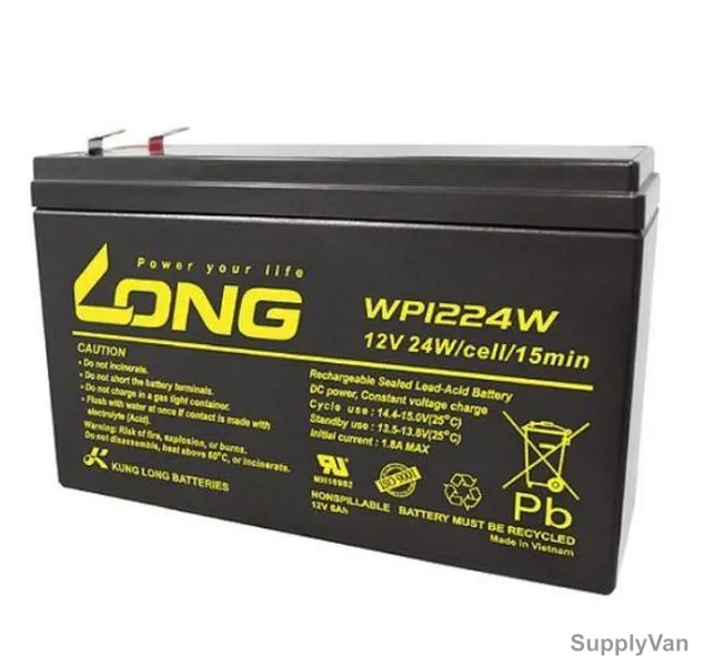 Long Rechargeable Sealed Lead Acid Battery, WP1224W, 12V, 6Ah