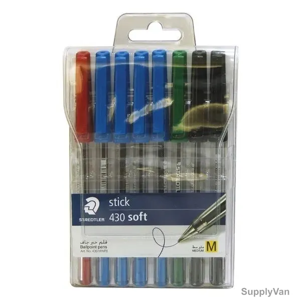 Staedtler Ball Point Pen Set, ST-430M-WP08T, 1.0MM Tip, Assorted Colors, 8 Pcs/Set