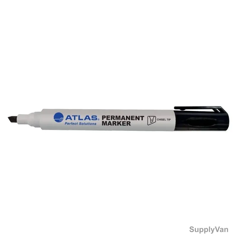 Atlas Permanent Marker, AS-MP200-BK, 3.5-4.2MM Tip Size, Black, 12 Pcs/Pack