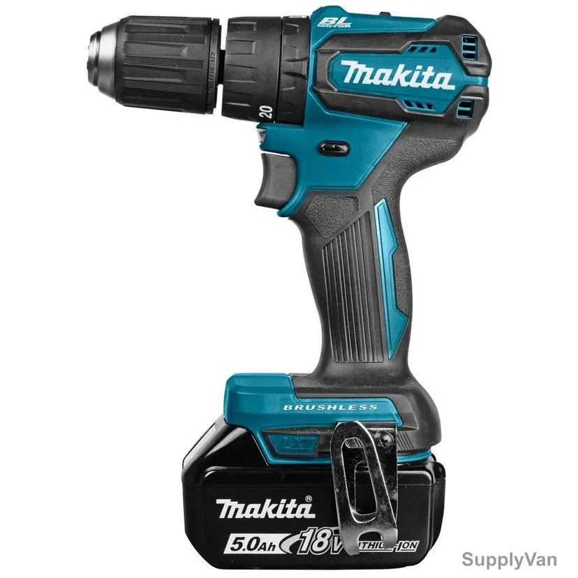 Makita Brushless Combi Drill, DHP483RTJ, 2x 5.0Ah Battery, 1x 18V Charger, 13MM — image 1