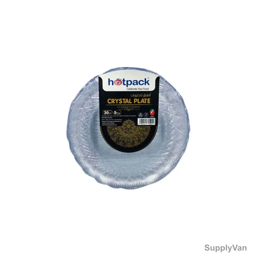 Hotpack Crystal Plate, HSMCP30, Plastic, 30CM, Clear, 5 Pcs/Pack