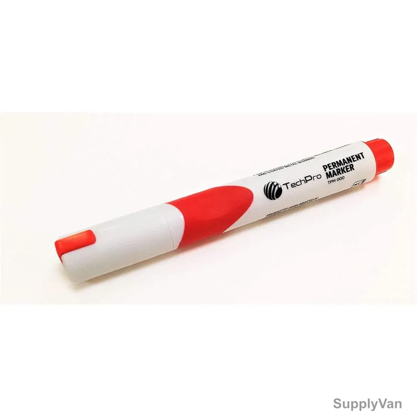 Techpro Permanent Marker, TPM001, Bullet Tip, Red