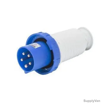 Gewiss Straight Plug, GW61048H, IP44, 63A, 2P+E, White-Blue