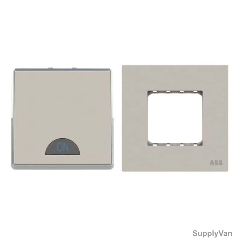ABB Electrical Switch With LED and Double Rocker Frame, AMD11240-DU+AMD5144-DU, Millenium, 1 Gang, 2 Way, 32A, Dune Sand — image 1