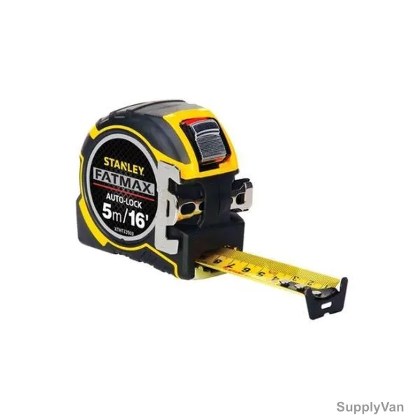 Stanley Auto-Locking Measuring Tape, Fatmax, Polyester, 5 Mtrs, Black/Yellow