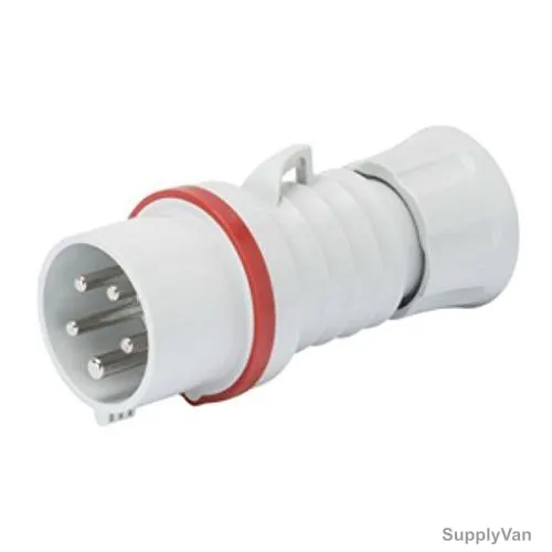 Gewiss Straight Plug, GW60020H, IP44, 32A, 3P+N+E, White-Red