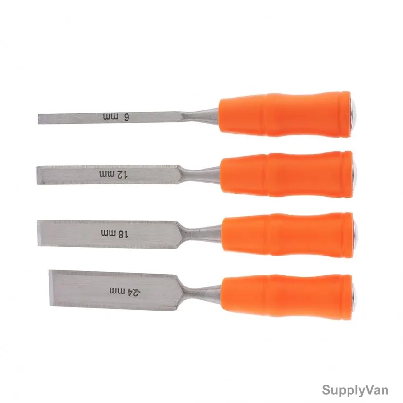 Sparta Flat Chisel Set With Plastic Handle, 243975, Carbon Steel, 4 Pcs/Set