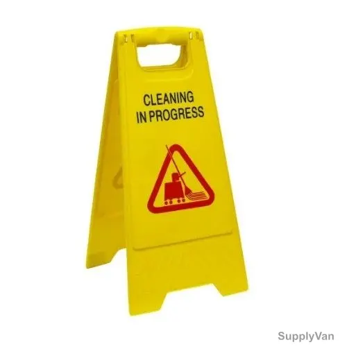 Califorca Cleaning In Progress Foldable Caution Board, 50720, Plastic, Yellow