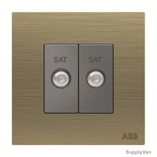ABB F-Type SAT Twin Socket, AM32344-AG, Millenium, 2 Gang, Antique Gold