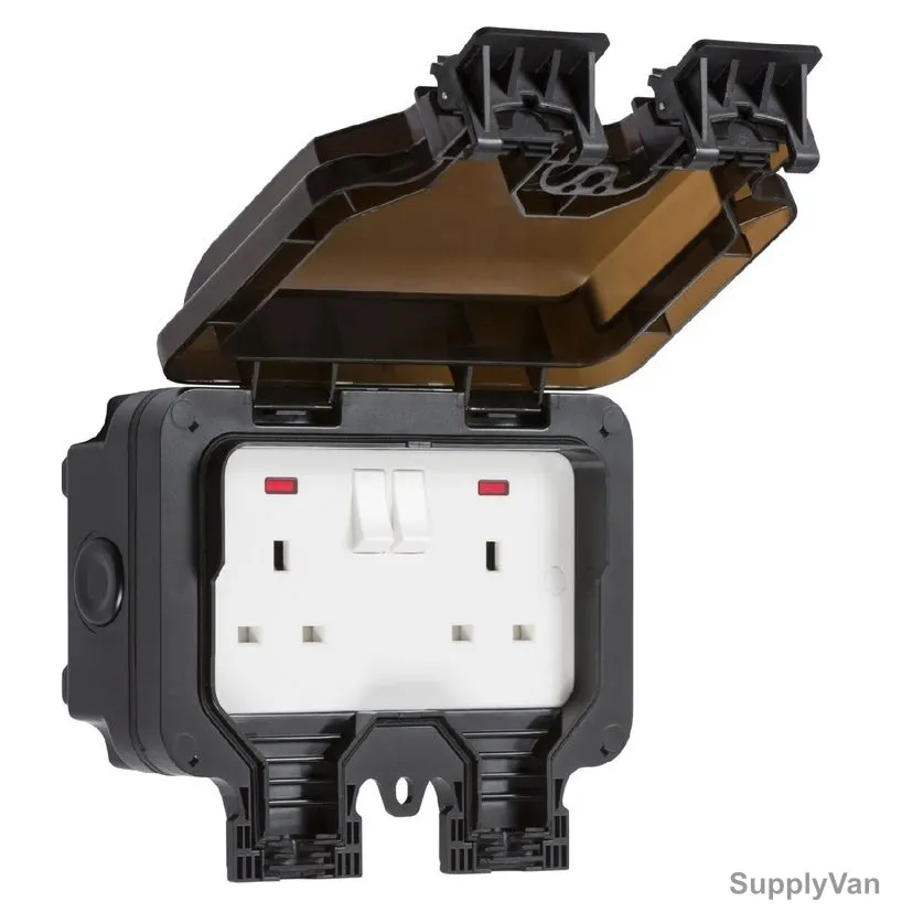 Knightsbridge Switched Socket With Power Indicator, OP9N, 2 Gang, 13A, 230V