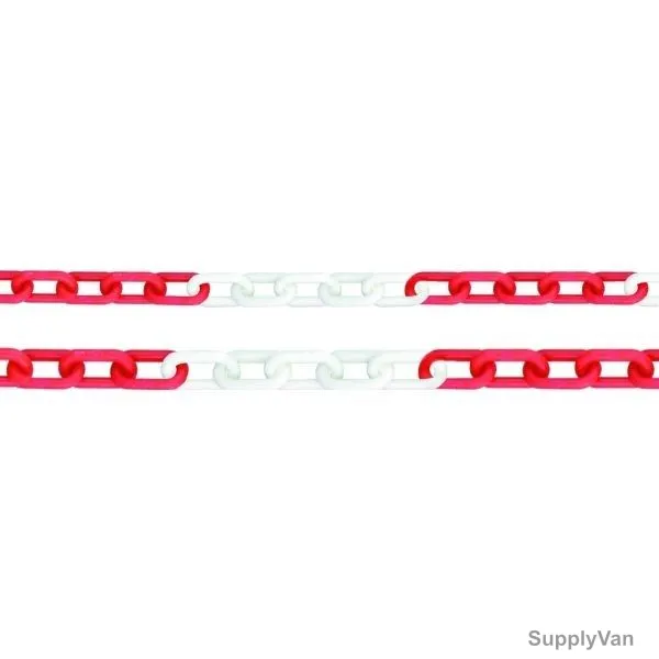 Robustline Warning Chain, 18.5 Mtrs, Plastic, Red and White