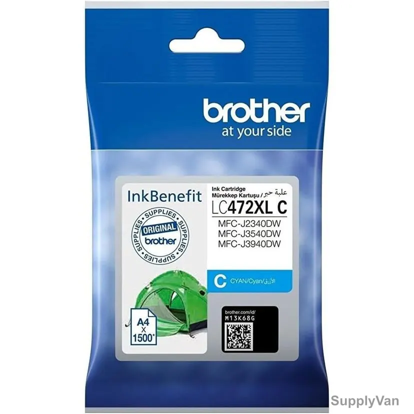 Brother High Yield Ink Cartridge, LC472XL, 1500 Pages, Cyan
