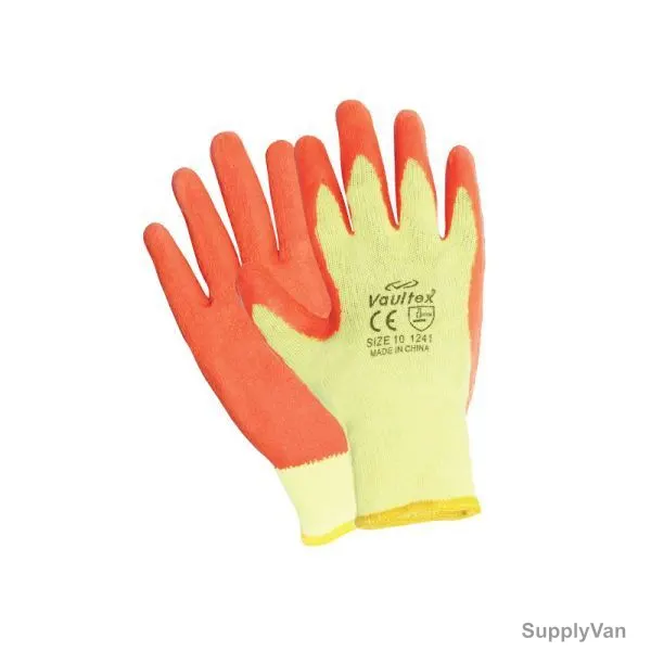 Vaultex Latex Coated Gloves, OGL, Size10, Orange, PK12
