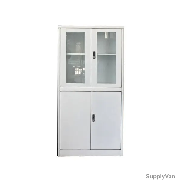 Rigid Swing Door Office Cupboard, RGD-21SG, Steel/Glass, 900MM Width x 1850MM Height, Grey