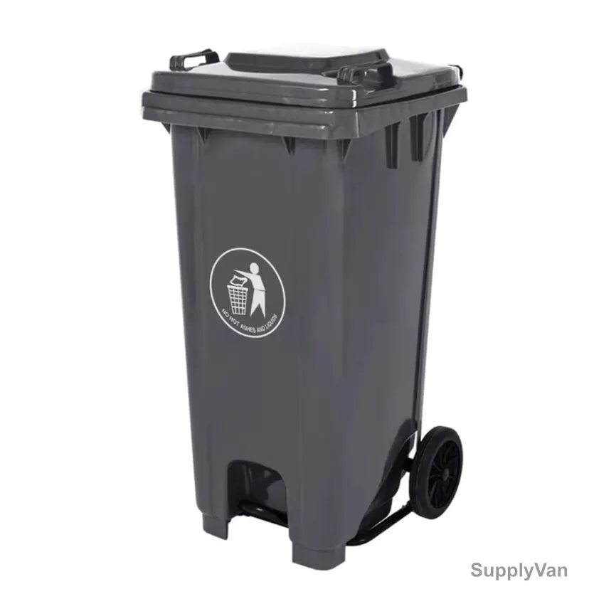 Xdpc Pedal Waste Bin With Wheels, 240U-14, Plastic, 240 Ltrs, Black