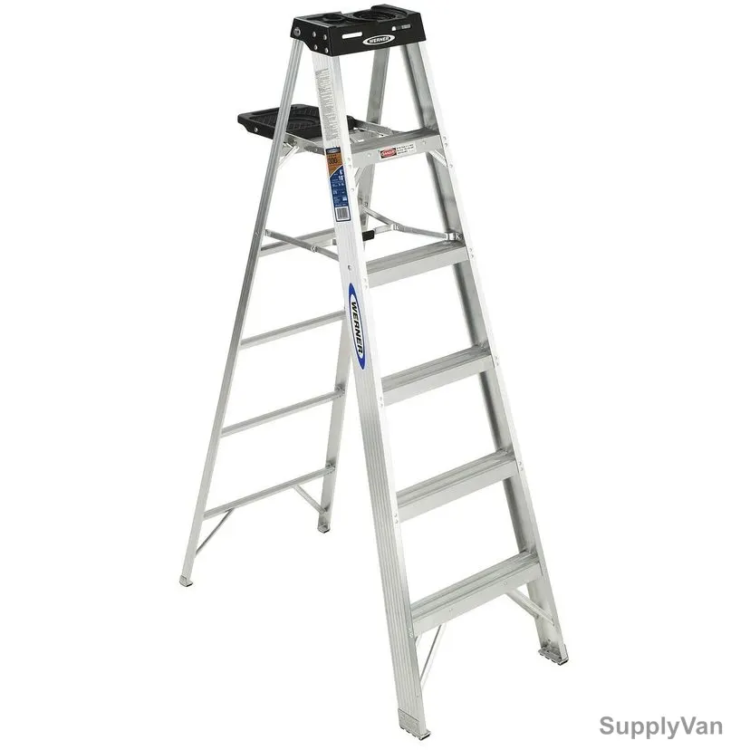 Werner Single Sided Step Ladder, 376, Aluminium, 6 Feet Height, 136 Kg Weight Capacity