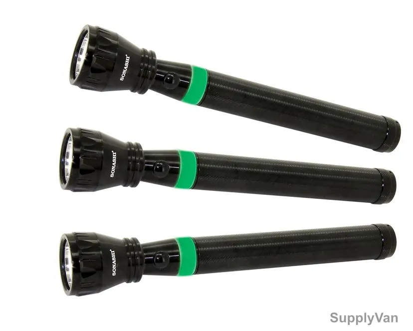 Sonashi Rechargeable LED Flashlight, SLT-3311, 3W, Black, 3 Pcs/Pack