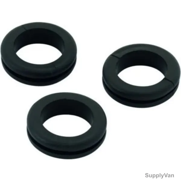 Open Type PVC Rubber Grommet, 20MM Hole Dia, Black, 100 Pcs/Pack