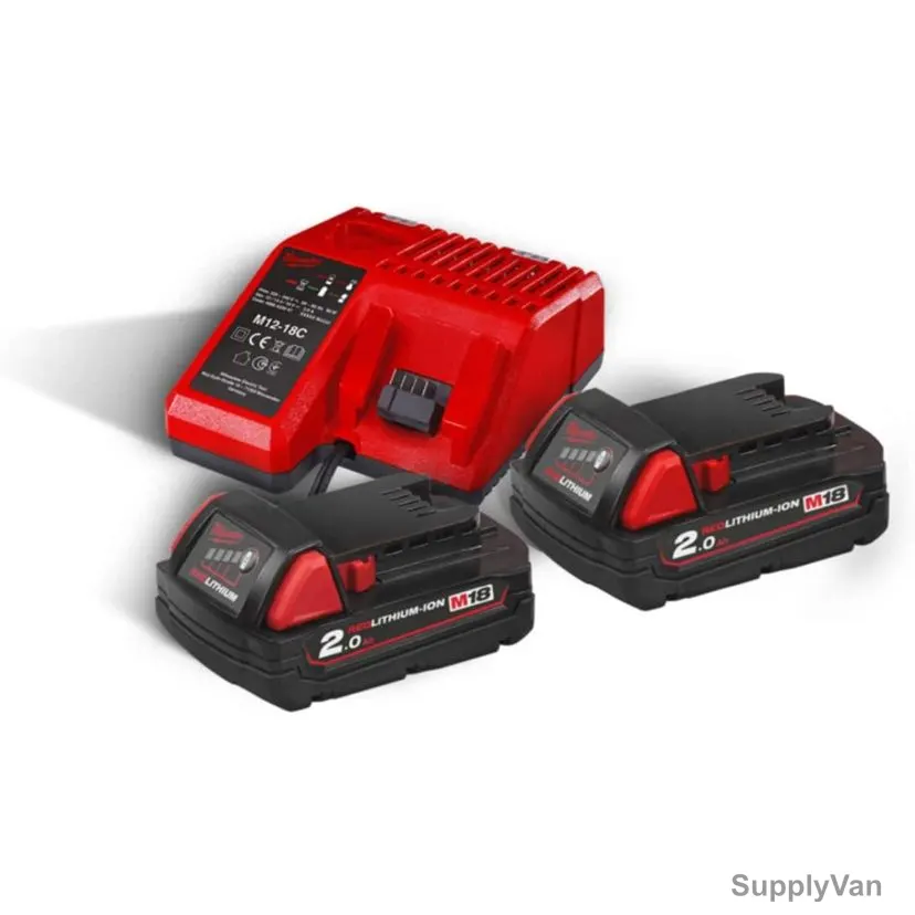 Milwaukee Battery and Charger Kit, M18NRG-202, 18V, 2.0Ah