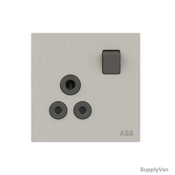 ABB Double Pole Round Pin Switched Socket, AM22186-DU, Millenium, 1 Gang, 5A, Dune Sand — image 1