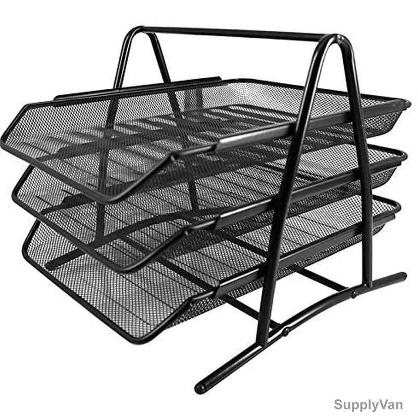 3 Tier Document Tray, Metal, Black