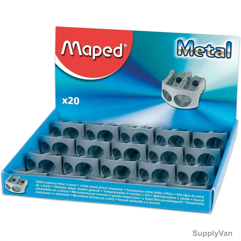 Maped Metal Pencil Sharpener, MD-506700, 2 Hole, Grey, 20 Pcs/Pack