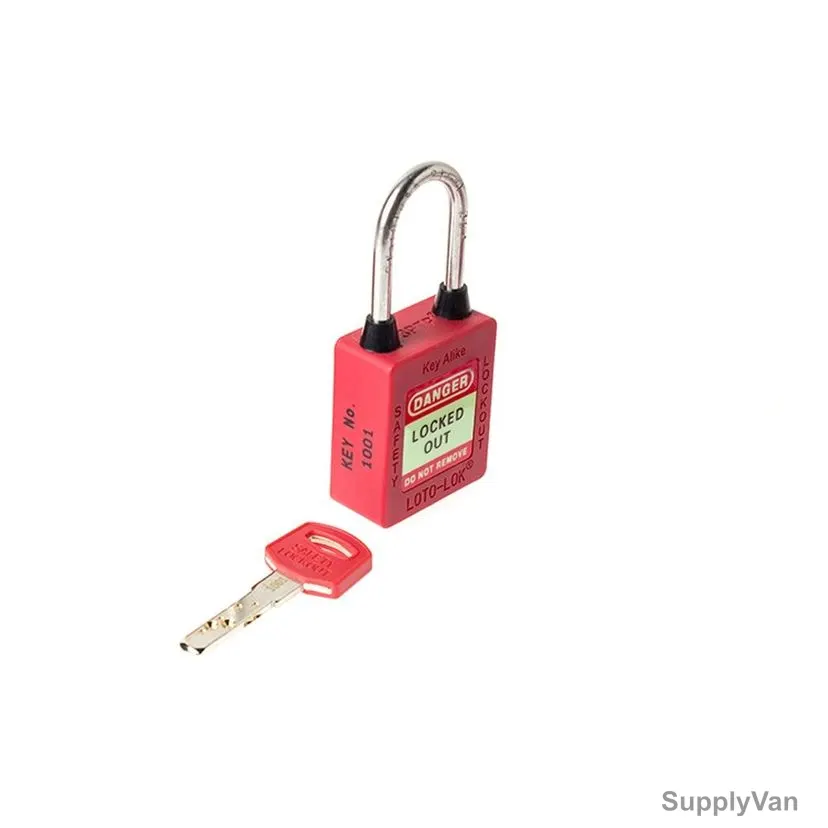 Loto-Lok Three Point Traceability Lockout Padlock, 3PTPRKAR40, Nylon and Stainless Steel, 40 x 5MM, Red