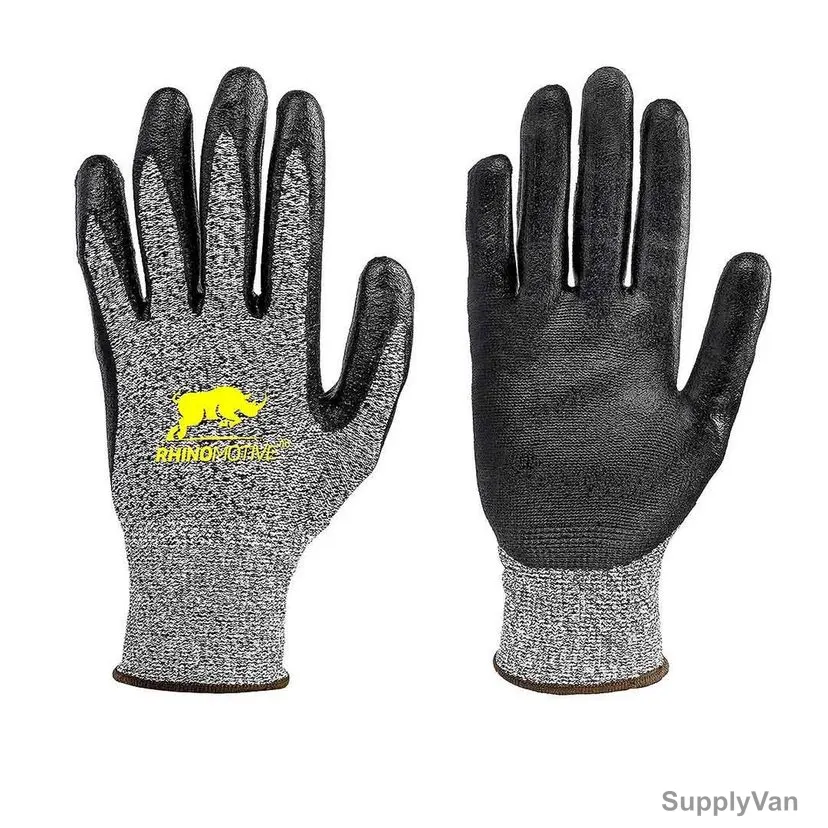 Rhinomotive Versatile Cut Resistant Glove, R1307, Size9, Black/White