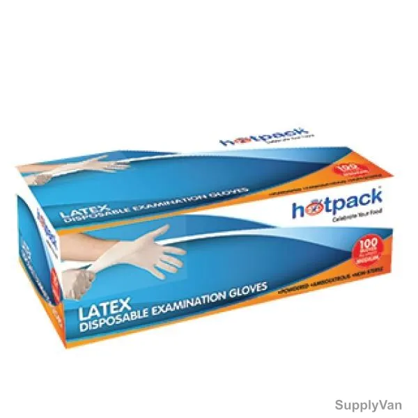 Hotpack Latex Gloves, LGL, L, 100 Pcs/Pack