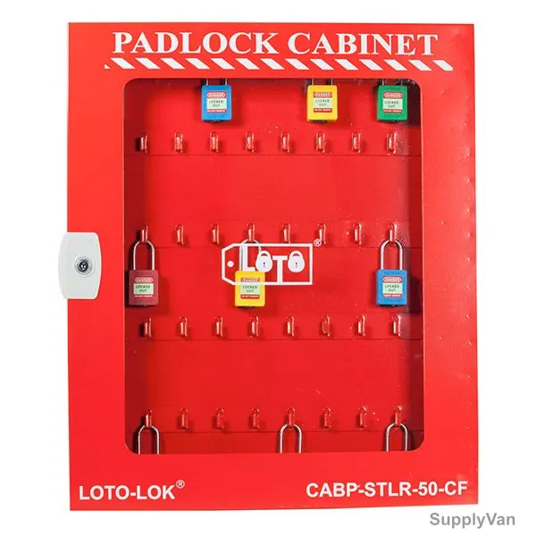 Loto-Lok Padlock Station, CABP-STLR-50-KC, 50 Locks, 711 x 521MM, Red