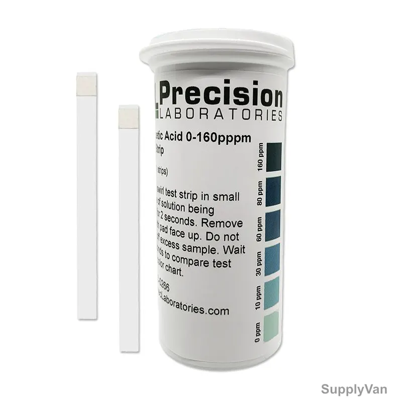 Precision Mid-Level Peracetic Acid Test Strip, PAA-160-1V-50, 0 to 160 PPM, 50 Strips/Pack — image 1