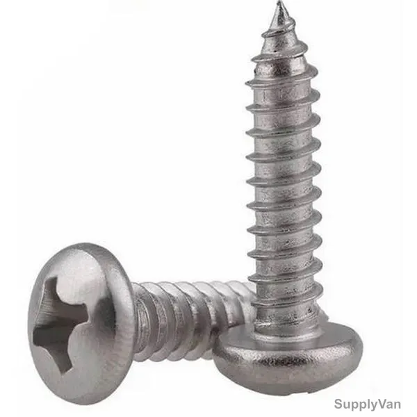 Pan Head Self Tapping Screw, Zinc Plated, M10 Thread Dia x 3 Inch Length, 1000 Pcs/Pack