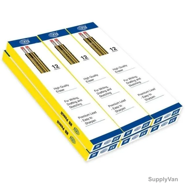 FIS HB Pencil with Eraser, FSPE2220HBN-6PACK, Wood, Multicolor, PK72