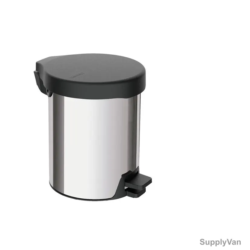 Tramontina Pedal Trash Can, 94538705, Stainless Steel, 5 Ltrs Capacity, Black/Silver — image 1