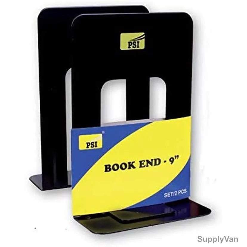 PSI Book End, PSBEYL3004, Metal, 9 Inch, Black, 2 Pcs/Pack