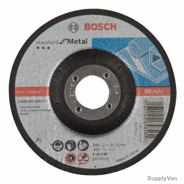 Bosch Standard Metal Cutting Disc, 115MM Disc Dia x 22.2MM Bore Dia
