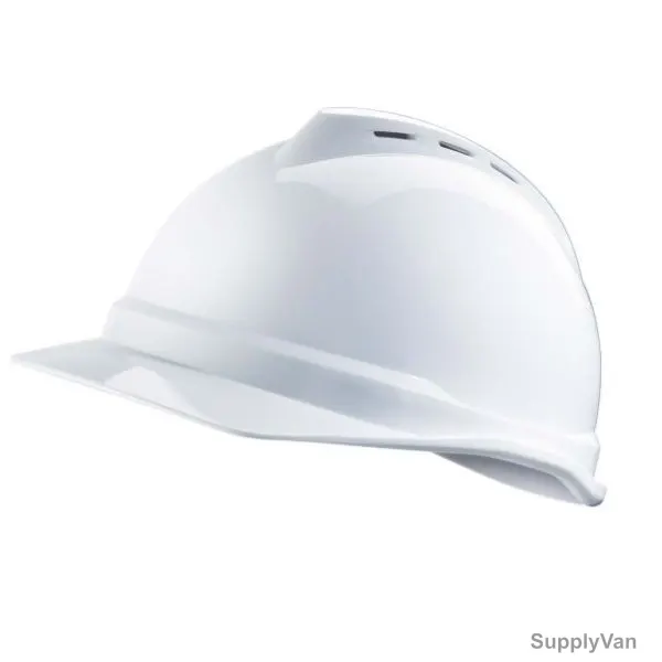 MSA Safety Helmet With Ratchet Suspension, N118240812, Polyethylene, White