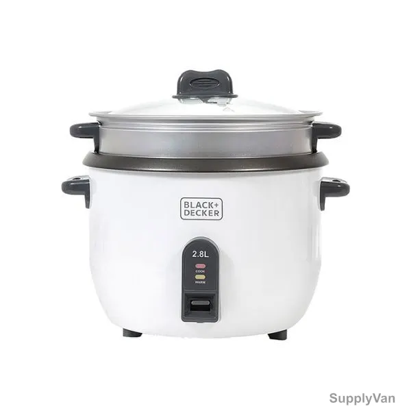 Black and Decker Non-Stick Rice Cooker With Glass Lid, RC2850-B5, 1100W, 2.8 Ltrs, White — image 1