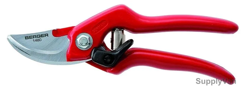 Berger Gardening Shear, 1480, Red Handle, Feather, PK2