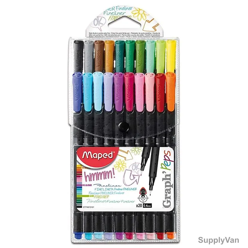 Maped Fineliner Pen, MD-749152, GraphPeps, 0.4MM Tip, Assorted Colors, 20 Pcs/Set