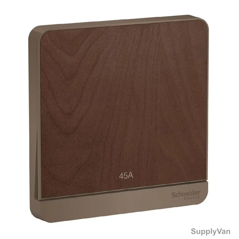 Schneider Electric Electrical Switch With LED Indicator, AvatarOn, 1 Gang, 45A, 250VAC, Wood