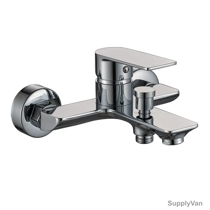 Milano Wall Mounted Bath Shower and Mixer Tap, Lemo, Brass, Chrome Finish
