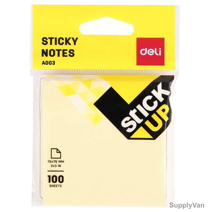 Deli Sticky Note, 100 Sheets, 3 Inch Width x 3 Inch Length, 12 Pcs/Pack