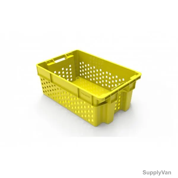Crateco Fruits and Vegetable Crate, CCFVC, 210MM Height x 385MM Width x 585MM Length, 47 Ltrs, Yellow
