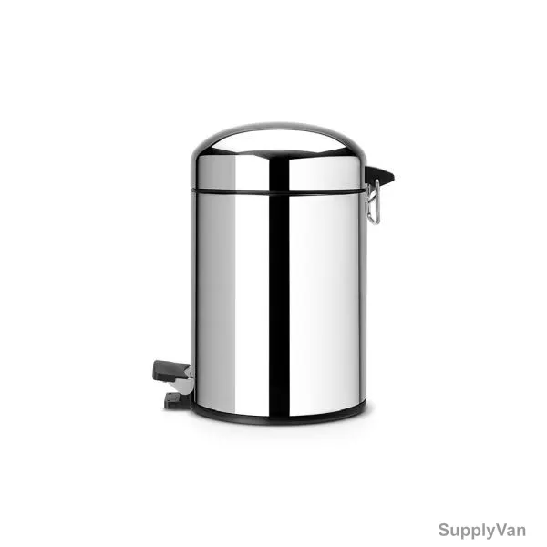 Brabantia Retro Pedal Bin, 361203, 5 Litres, Brilliant Steel