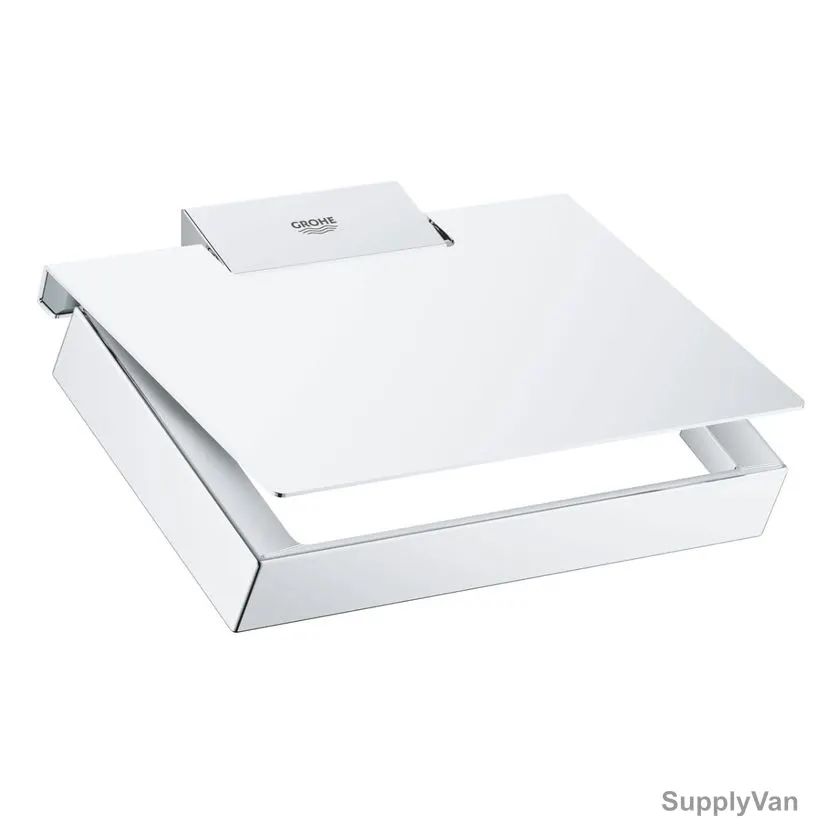 Grohe Wall Mounted Toilet Roll Holder, 40781000, Selection Cube, Metal, 145CM Length, Starlight Chrome Finish