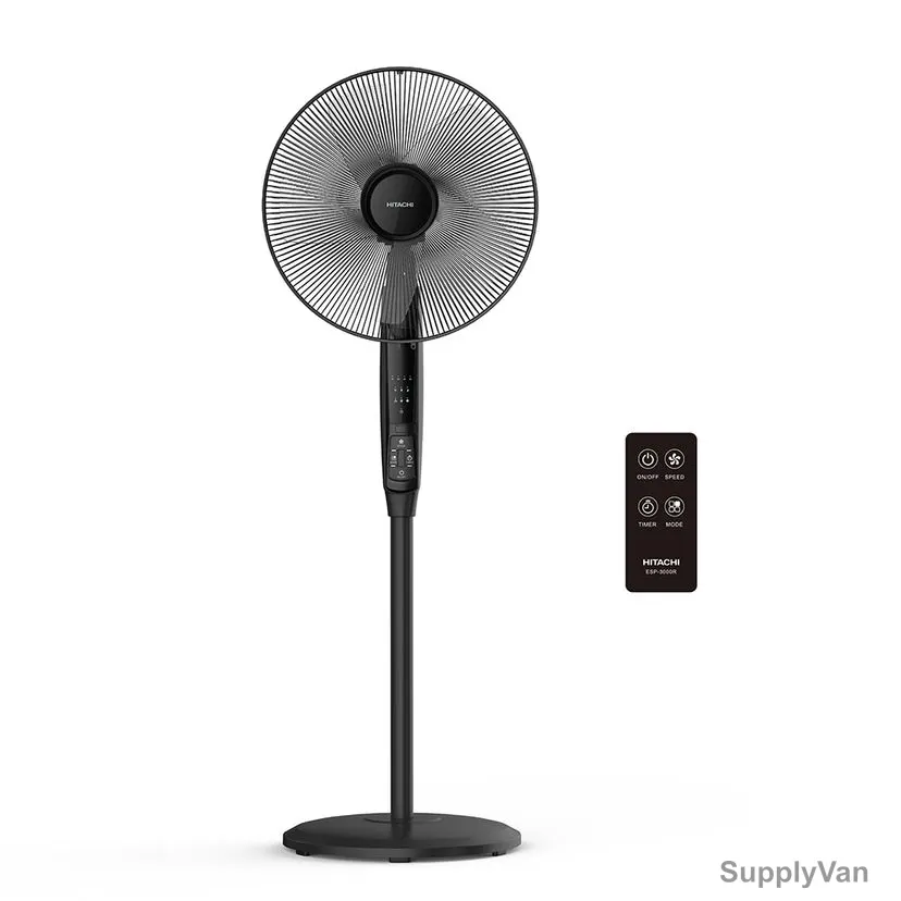 Hitachi Stand Fan With Remote Control, ESP3000R, 220-240V, 16 Inch, Black