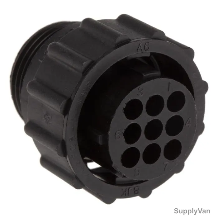 TE Connectivity Circular Power Connector, 206708-1, CPC Series, Wire-to-Wire, 9 Position, Thermoplastic, Black — image 1